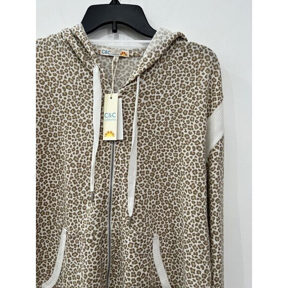 NWT C&C California Size L Leopard Print Zip Hoodie Brown MSRP $78 - Picture 10 of 11